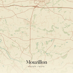 Obraz premium Vintage map of Mouzillon, France.