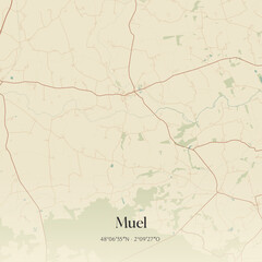 Fototapeta premium Vintage map of Muel, France.