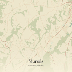 Obraz premium Vintage map of Mureils, France.