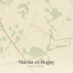 Fototapeta premium Vintage map of Murtin-et-Bogny, France.