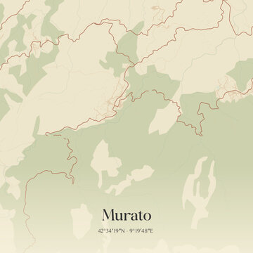 Vintage map of Murato, France.