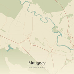 Obraz premium Vintage map of Mutigney, France.
