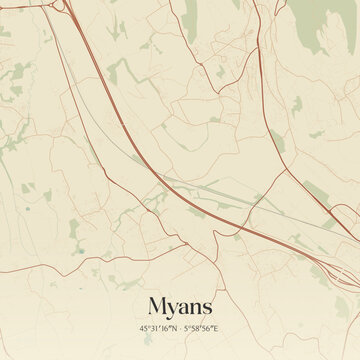 Vintage map of Myans, France.