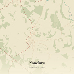 Fototapeta premium Vintage map of Nanclars, France.