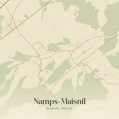 Fototapeta premium Vintage map of Namps-Maisnil, France.