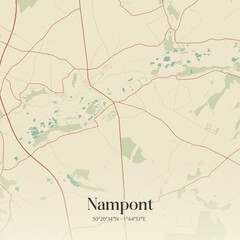 Fototapeta premium Vintage map of Nampont, France.
