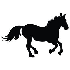 silhouette of a horse racing animal vector illustration, running horse