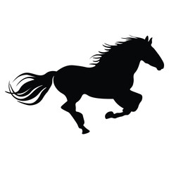 silhouette of a horse racing animal vector illustration, running horse