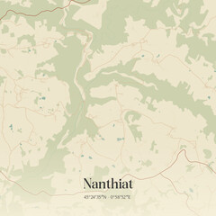 Obraz premium Vintage map of Nanthiat, France.