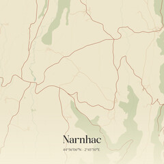 Obraz premium Vintage map of Narnhac, France.