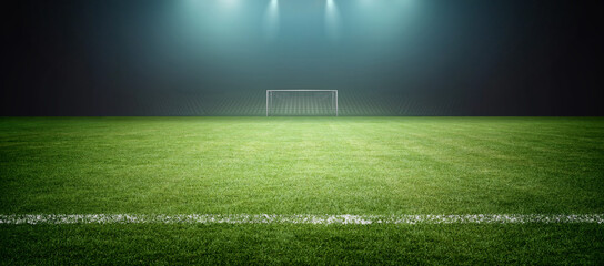 Football stadium at night. The imaginary stadium is modelled and rendered.	
