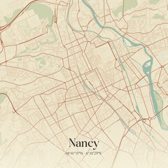 Obraz premium Vintage map of Nancy, France.