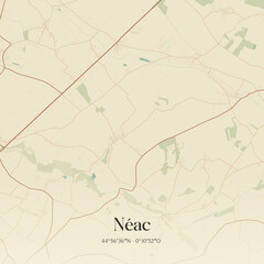 Obraz premium Vintage map of Néac, France.