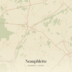 Obraz premium Vintage map of Neauphlette, France.