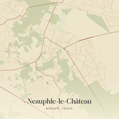 Obraz premium Vintage map of Neauphle-le-Château, France.