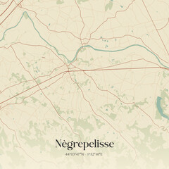 Fototapeta premium Vintage map of Nègrepelisse, France.