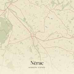 Vintage map of N&eacute;rac, France.