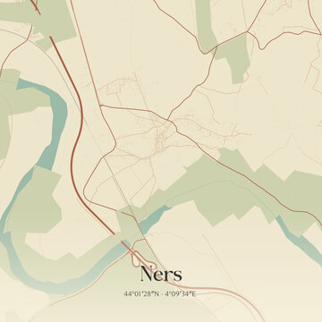 Vintage map of Ners, France.