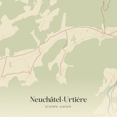 Obraz premium Vintage map of Neuchâtel-Urtière, France.