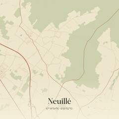 Fototapeta premium Vintage map of Neuillé, France.