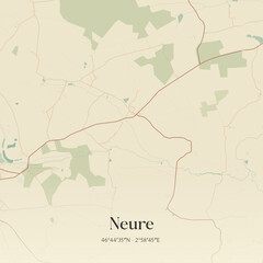 Obraz premium Vintage map of Neure, France.