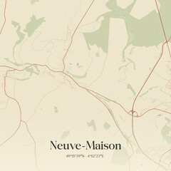 Fototapeta premium Vintage map of Neuve-Maison, France.