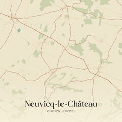 Fototapeta premium Vintage map of Neuvicq-le-Château, France.