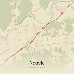 Fototapeta premium Vintage map of Neuvic, France.