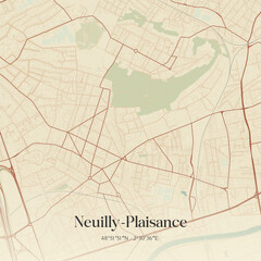 Obraz premium Vintage map of Neuilly-Plaisance, France.