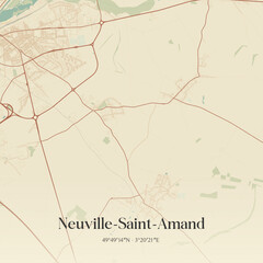 Obraz premium Vintage map of Neuville-Saint-Amand, France.