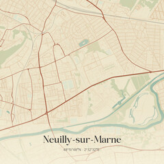 Obraz premium Vintage map of Neuilly-sur-Marne, France.