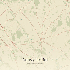 Fototapeta premium Vintage map of Neuvy-le-Roi, France.