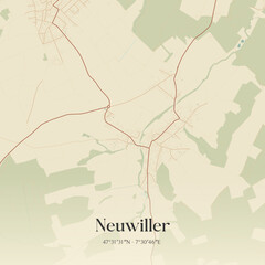 Obraz premium Vintage map of Neuwiller, France.