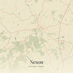 Obraz premium Vintage map of Nexon, France.