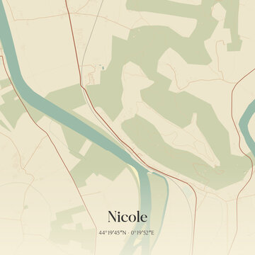 Vintage map of Nicole, France.