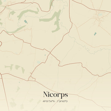 Vintage map of Nicorps, France.