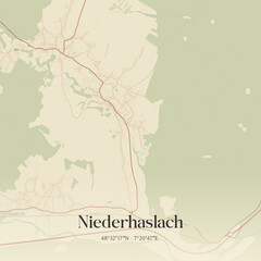 Obraz premium Vintage map of Niederhaslach, France.