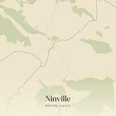 Fototapeta premium Vintage map of Ninville, France.