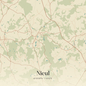 Vintage map of Nieul, France.