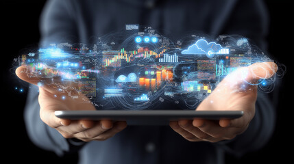 Fototapeta premium Data Analytics in the Palm of Your Hand 