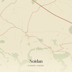 Fototapeta premium Vintage map of Noidan, France.