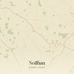 Fototapeta premium Vintage map of Noilhan, France.