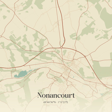 Vintage map of Nonancourt, France.