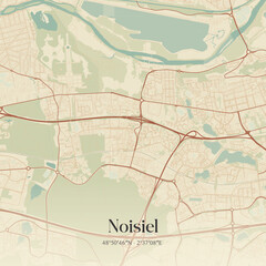 Fototapeta premium Vintage map of Noisiel, France.