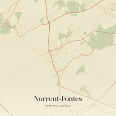 Fototapeta premium Vintage map of Norrent-Fontes, France.