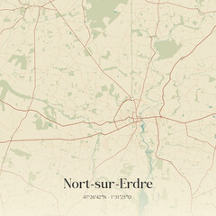 Obraz premium Vintage map of Nort-sur-Erdre, France.
