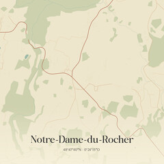 Fototapeta premium Vintage map of Notre-Dame-du-Rocher, France.