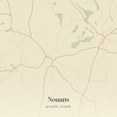 Fototapeta premium Vintage map of Nouans, France.