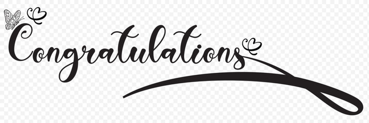 Hand written Congratulations calligraphy text, vector Lettering. Calligraphic banner . Congratulations. Wavy elegant calligraphy spelling for decoration on holidays. EPS 10.