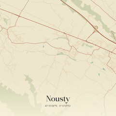 Fototapeta premium Vintage map of Nousty, France.